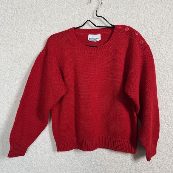 Sweaters - Vintage Objectives Sweater Womens Medium Button Shoulder Acrylic Pullover 80s 90